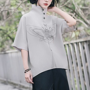 グレーフライグラフィック2WAYハイネックシャツトップス（ruf_03000）