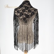 フラメンコ 衣装 シージョ ピキージョ 小物 ブラック系 黒 花柄 レース トライアングル フレコ ダンス 三角形 練習 舞台 イベント 発表会 フラメンコダンス スカーフ おしゃれ アクセサリー 踊り 発表 発表用 練習用