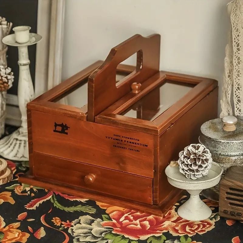 収納キャビネット 木製 裁縫箱 ソーイングボックス 針箱 裁縫ツール