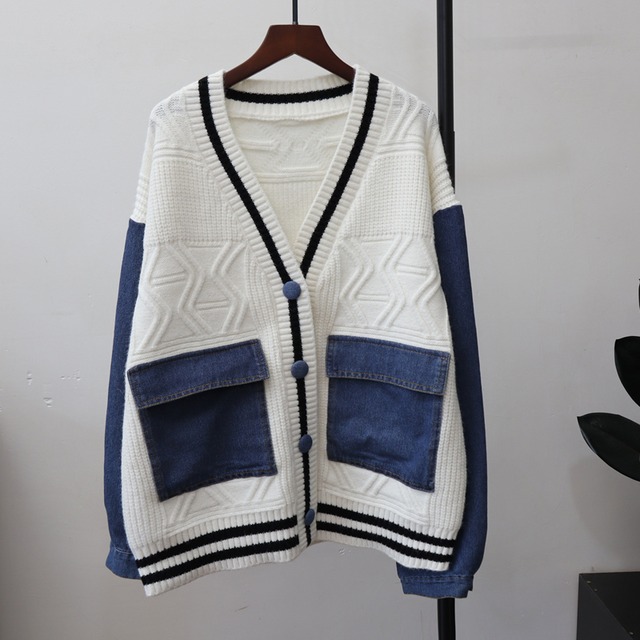 【outer】デニムドッキングカーディガン Q6493