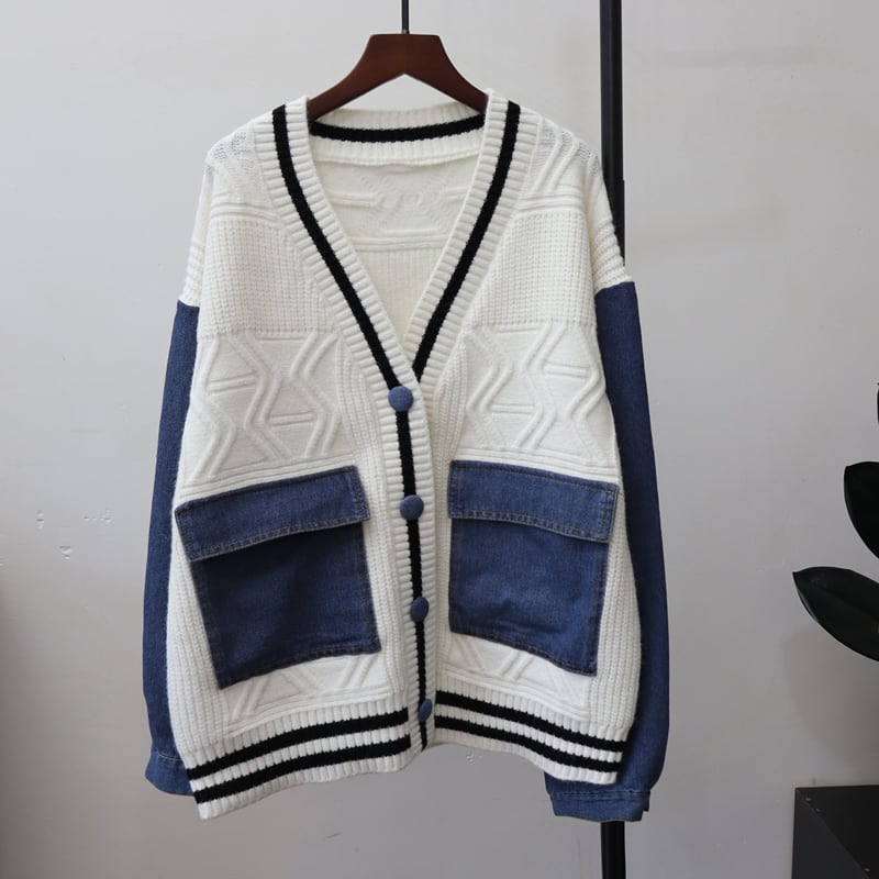 【outer】デニムドッキングカーディガン Q6493