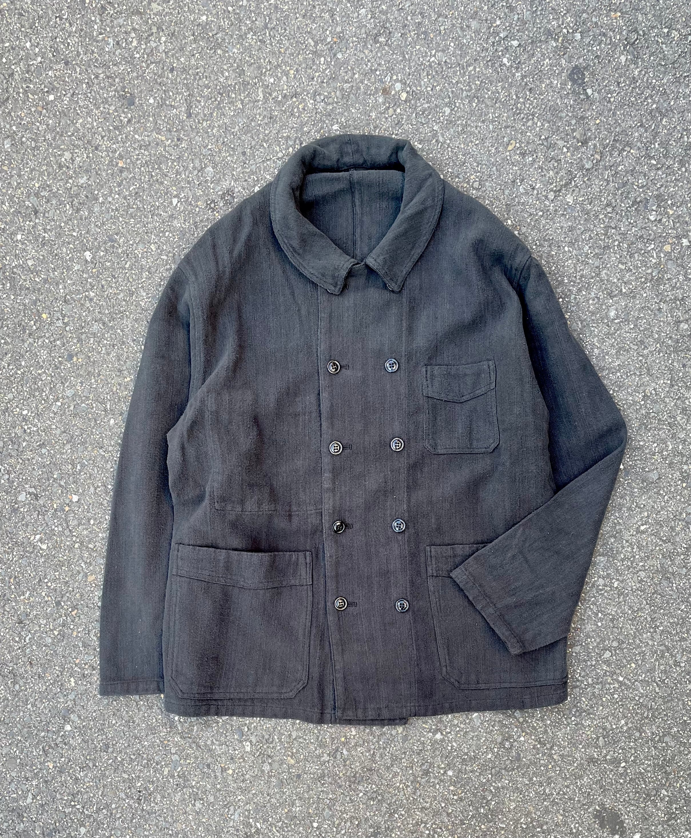 Achuu antique リネン　ダブルブレストワークジャケット　フランス Achuu original antique linen work jacket | 京都古着屋 Achuu