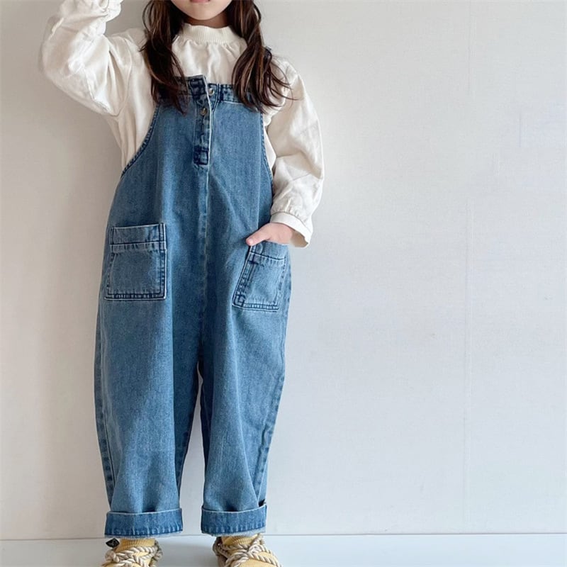 韓国風子供服 ジーンズ オーバーオール 子供ジーンズ カジュアル ボトムス