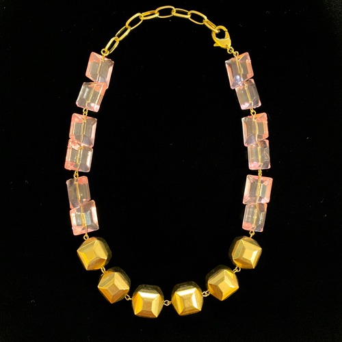 Pink & gold beads necklace