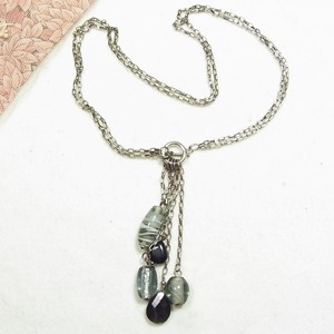 ガラスビーズのタッセルペンダントネックレス　silver pendant for sale　11868N