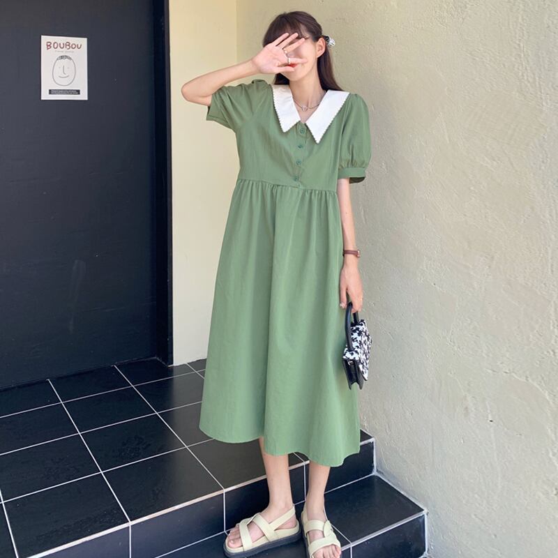 カラースリーブドレス サマースカート 夏物 スーパーモール90909360261