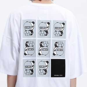 送料無料 【HIPANDA ハイパンダ】メンズ BROプリント Tシャツ MEN'S BRO PRINT SHORT SLEEVED BIG SIZE T-SHIRT / WHITE・BLACK