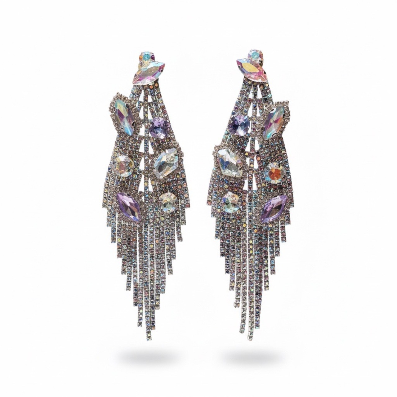 【Rental】オーロララインストーンデザインイヤリング 画像1