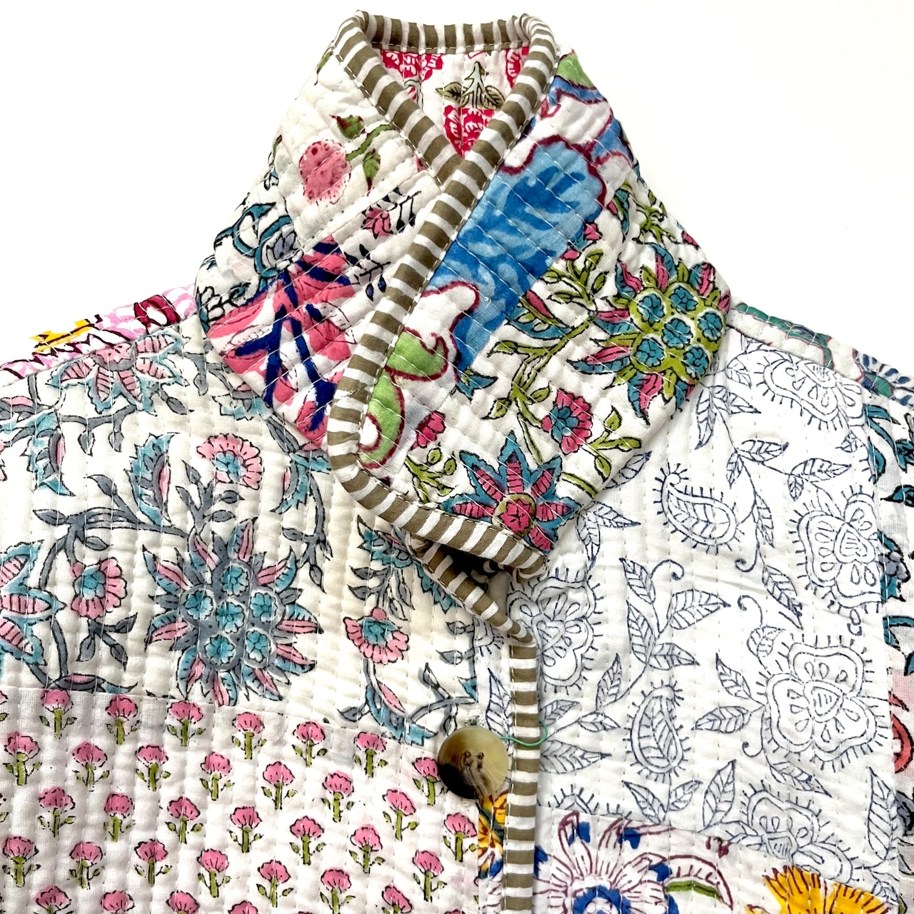 ＜PHET AND PLOY＞QUILTED JACKET キルト ジャケット キッズ（khaki stripe） - 3