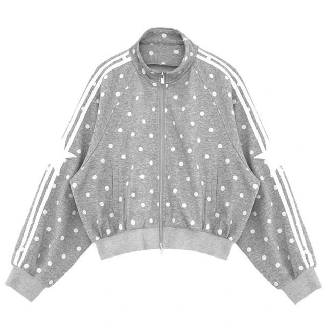 [innomoood] stand collar polka dot sports short jacket