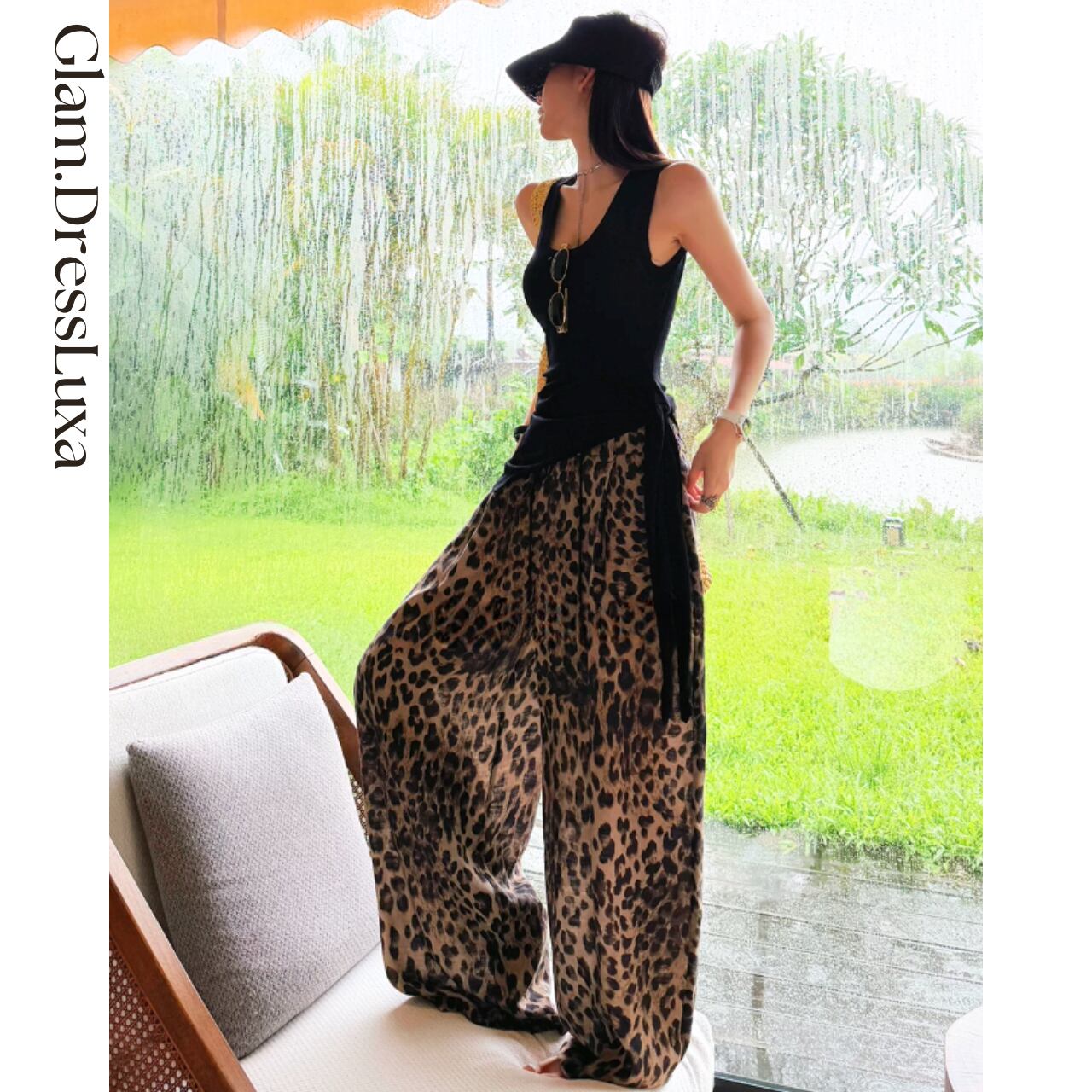 Leopard Relax ワイドパンツ_P384