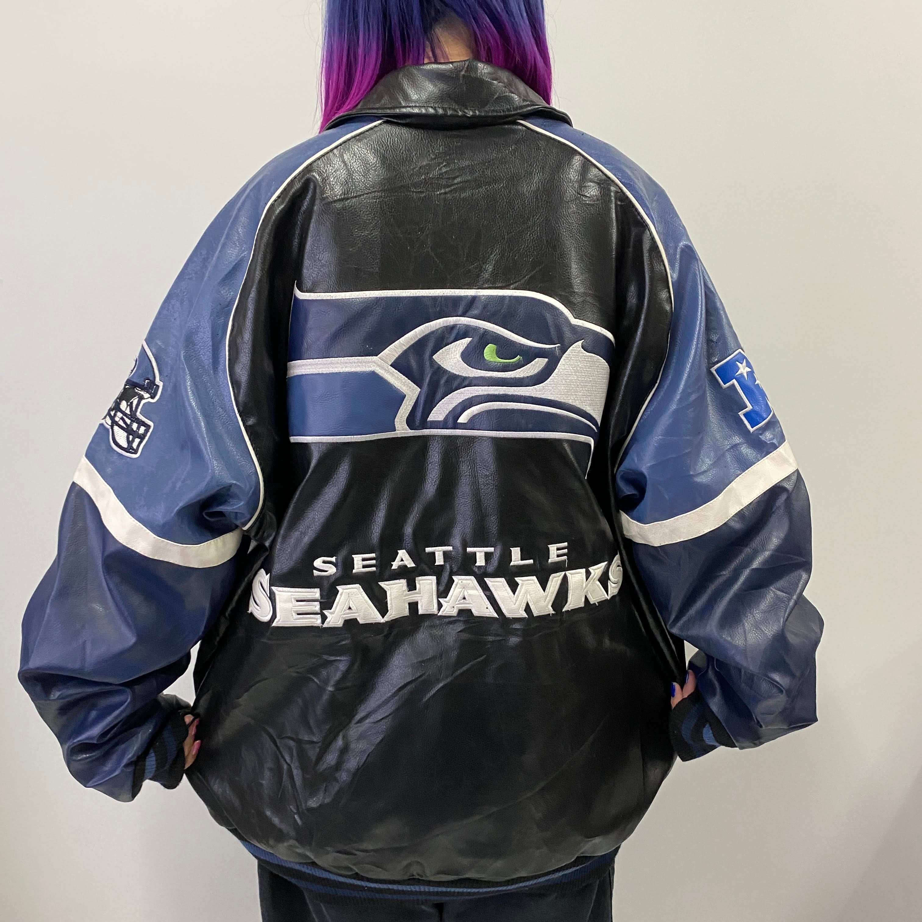 ビッグサイズ NFL シーホークス SEAHAWKS 刺繍 フェイクレザー 
