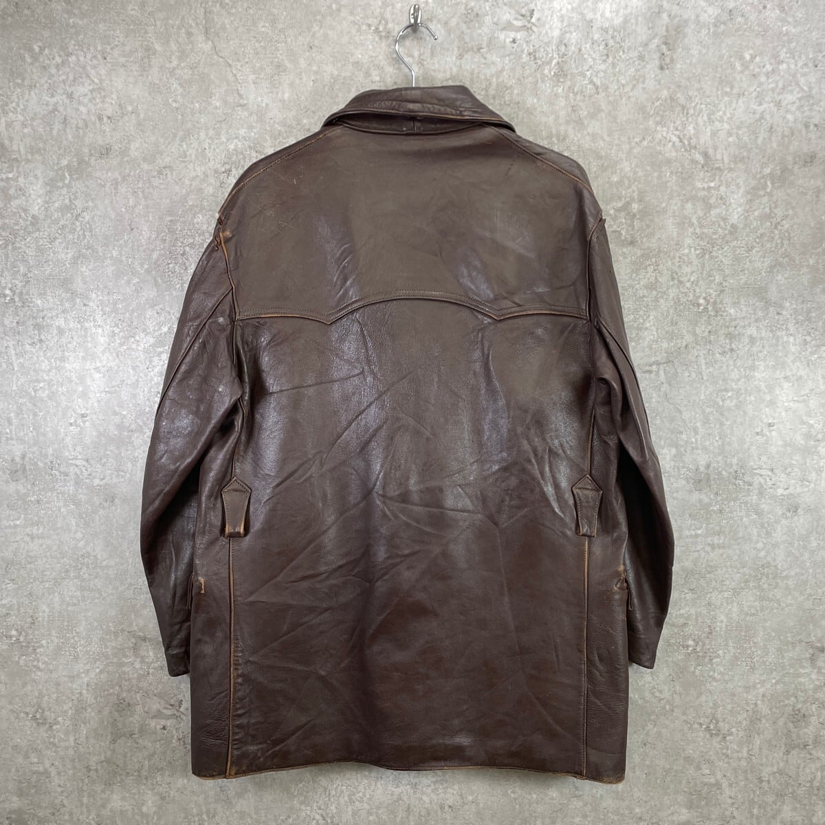 50〜60年代 フランス レザー マッキノーコート メンズXL相当 古着 50s