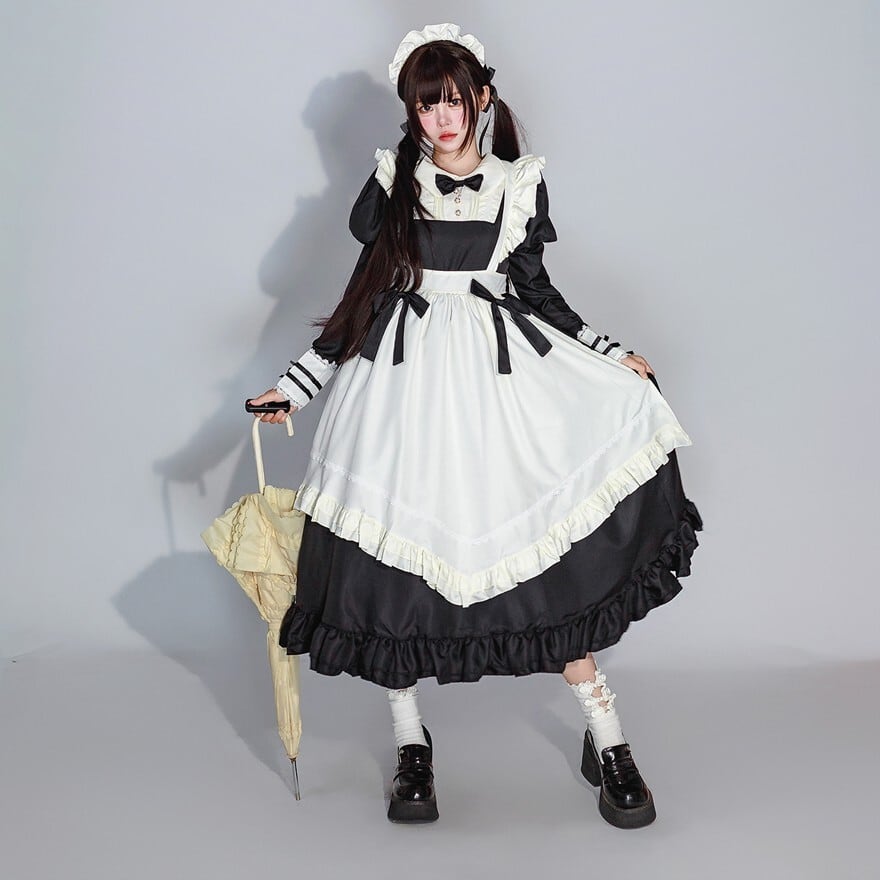 クラロリ セーラーメイド服｜ロングスカートエプロンドレス コンカフェ