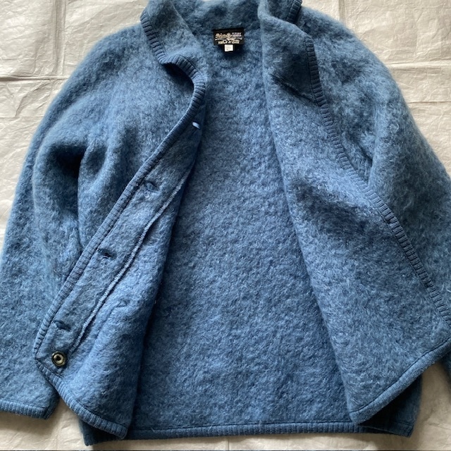 Maban of Scotland マーバン モヘアカーディガン 70s〜80s スコットランド製 一枚仕立て ブルー ヴィンテージ古着 L 画像8