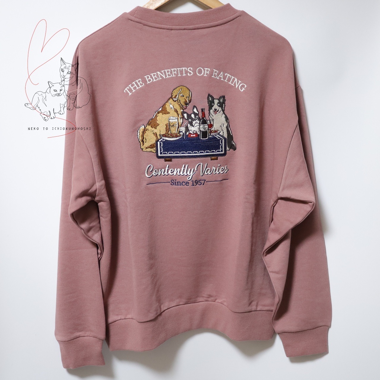 DOG刺繍スウェット　【POWER TO THE PEOPLE　-VINTAGE-】トレーナー　ピンク