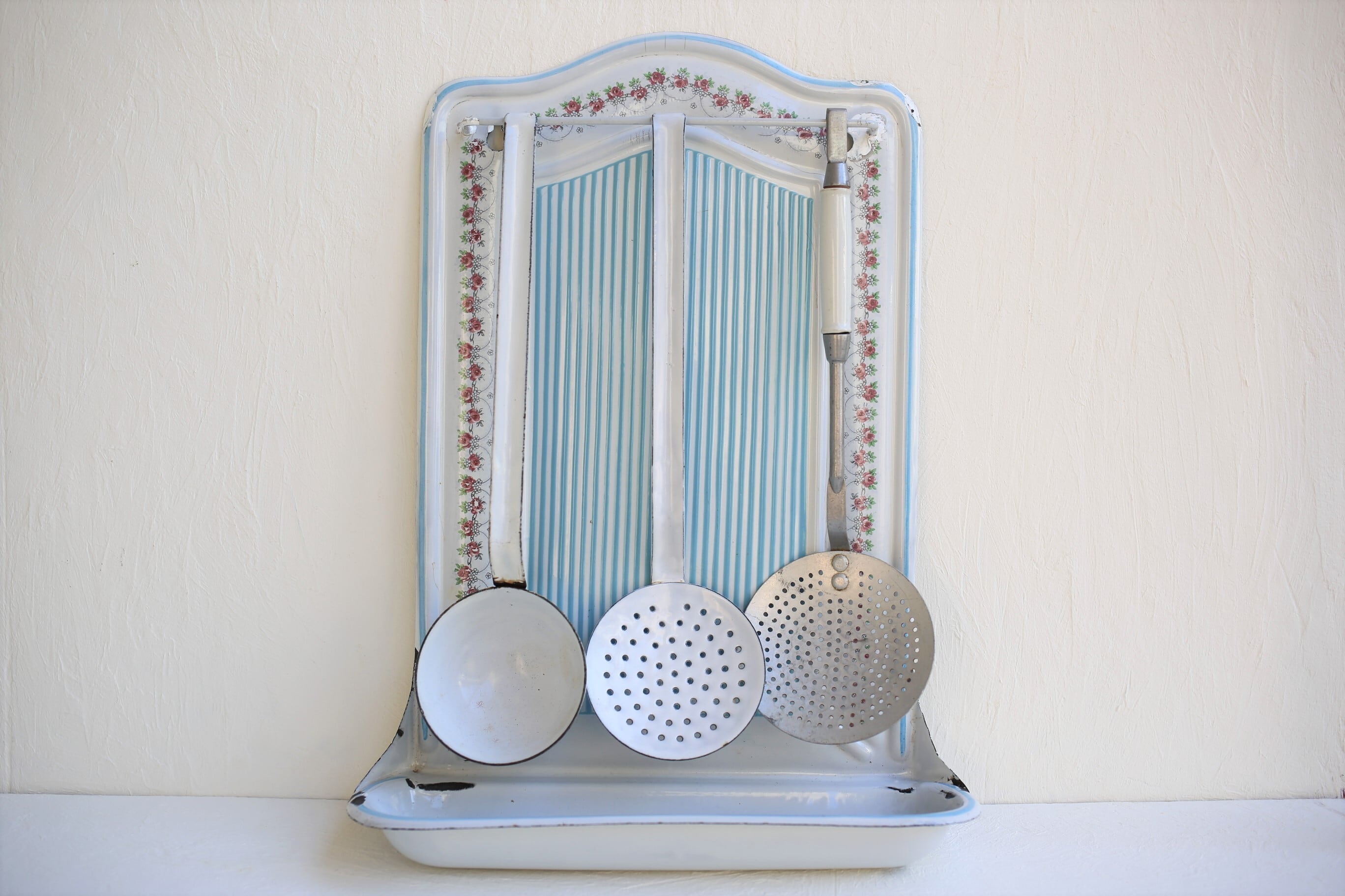 値下げ☆アンティーク BB社のホーローのレードルラック　ブルー 値下げ☆アンティーク BB社のホーローのレードルラック ブルー