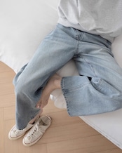 Wide leg damage denim Pants T20166