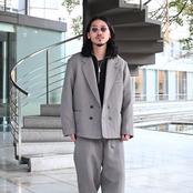 INTERIM(インテリム)INTERIM(インテリム)LVMH社デッドストックコレクション,ダイアゴナル⽣地セットアップスタイル