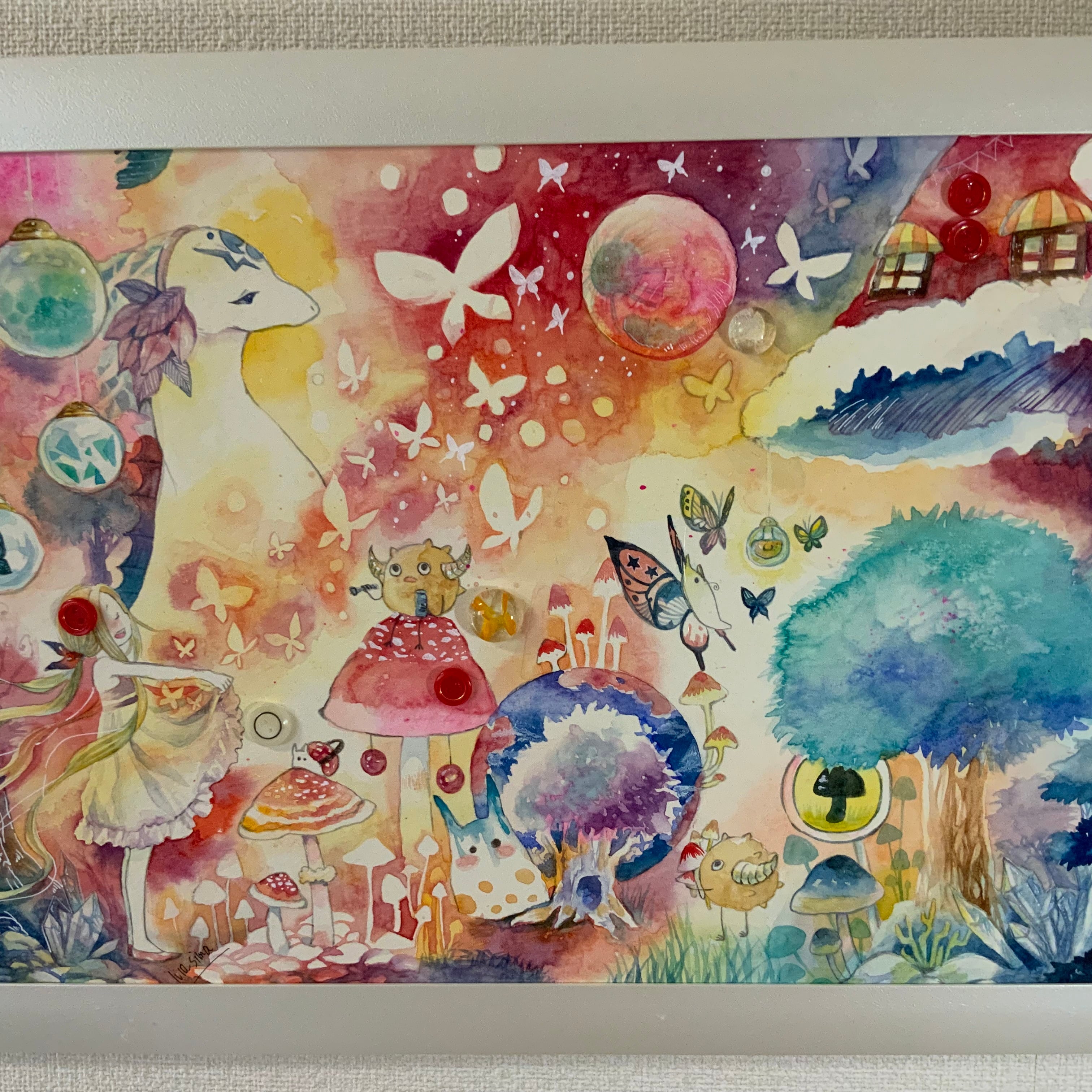 淡い1本きのこの水彩画(原画) 685cb3b2a97da9351a54c6f495a973