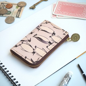 L-shaped zipper fragment case (penguin) pass card mini wallet
