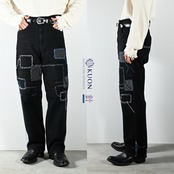 KUON / Sashiko Mended Black Denim Trousers