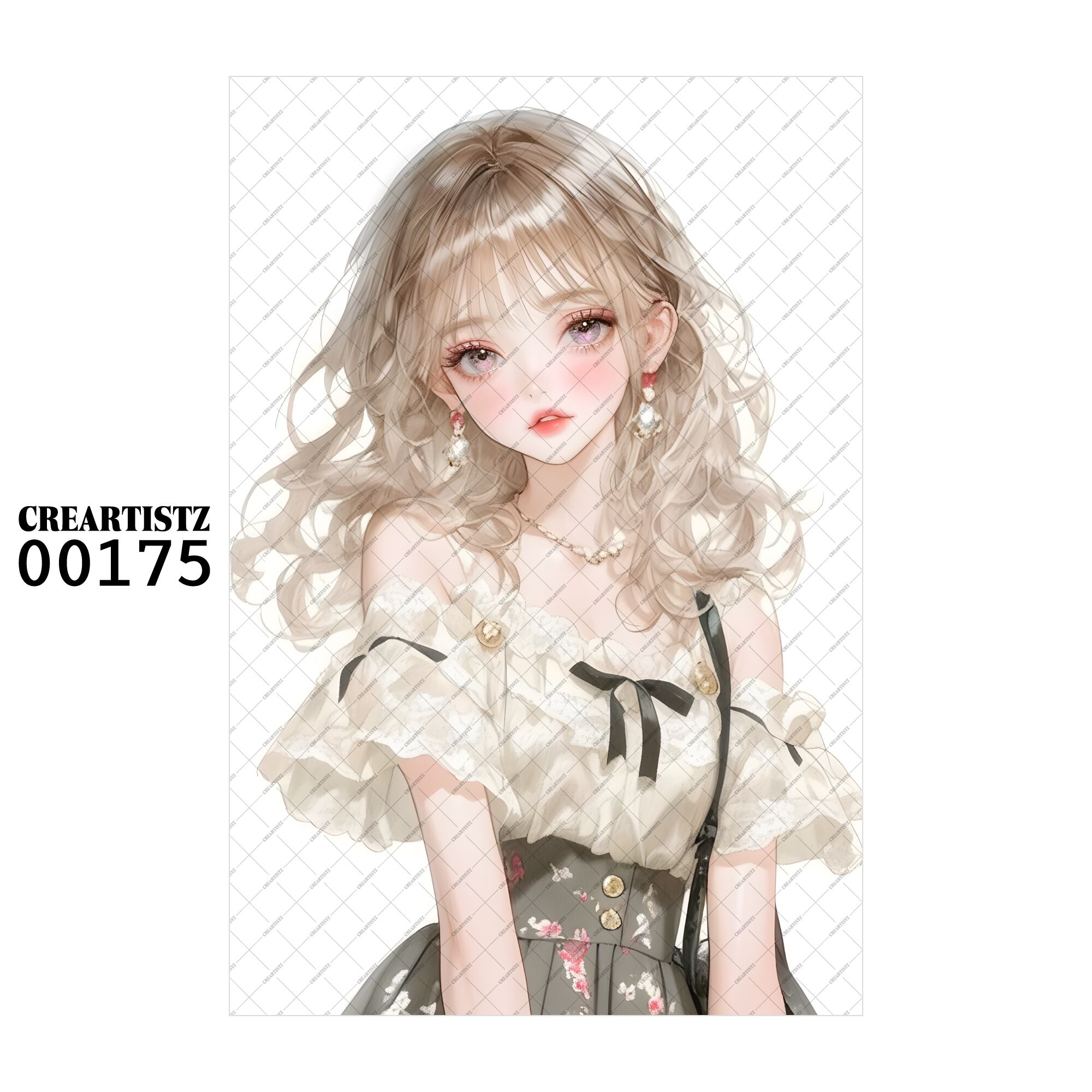 00175 ガール キュート オリジナル ペーパー/ステッカー 4枚セット CREARTISTZ