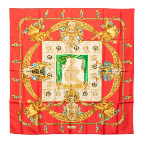 エルメス カレ90 HOMMAGE A CHARLES GARNIER シャルルガルニエへの賛辞 スカーフ レッド マルチカラー シルク レディース HERMES 【中古】