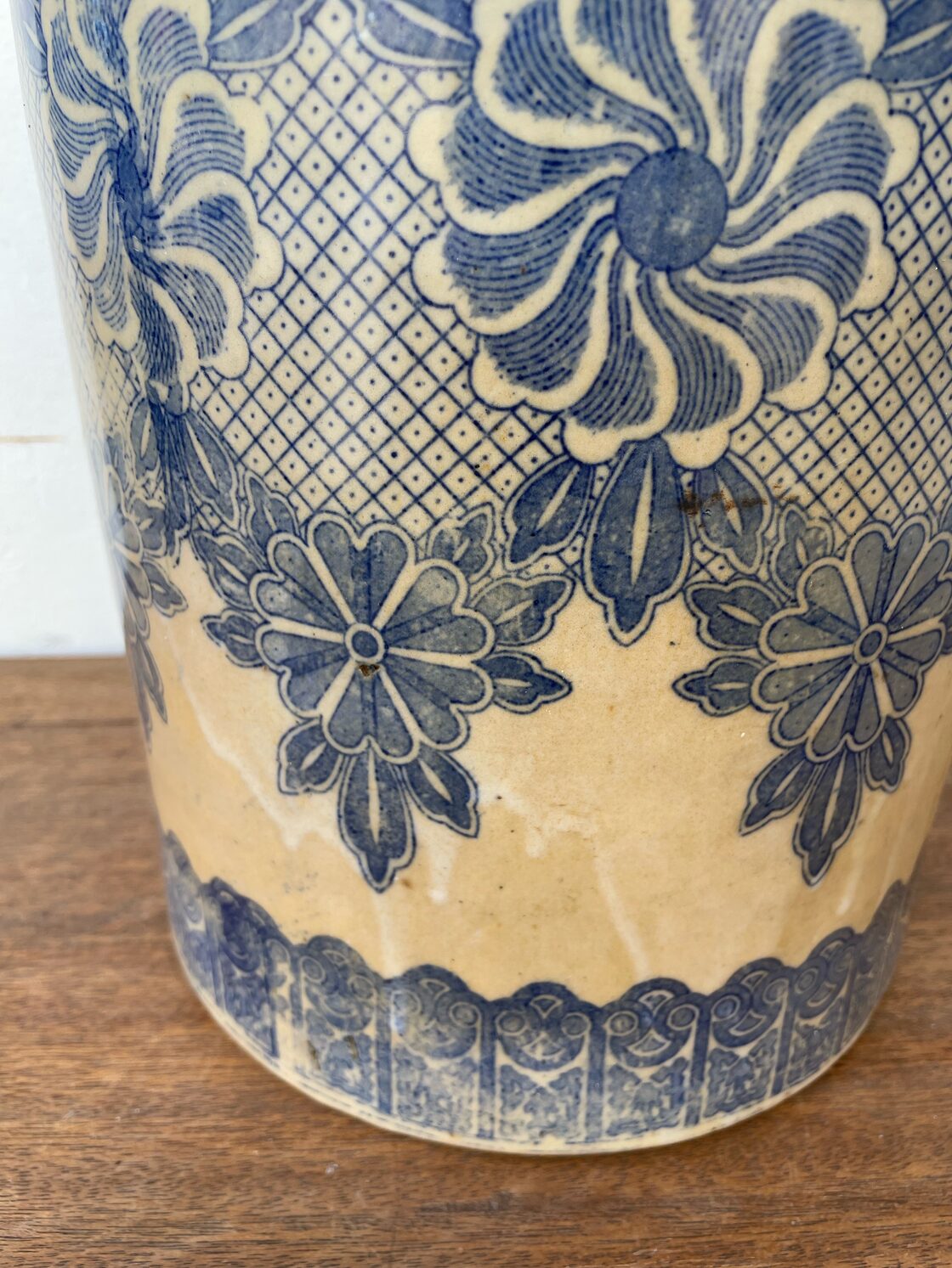 Japan Vintage 火鉢 染付 伊万里 手あぶり 手描き 鉢カバー 古道具 古 