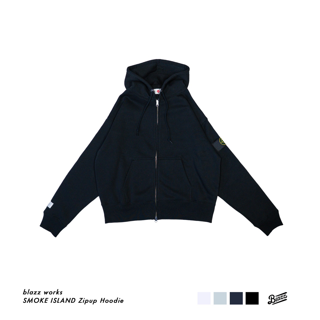 SMOKE ISLAND Zip-Up Hoodie [Black]