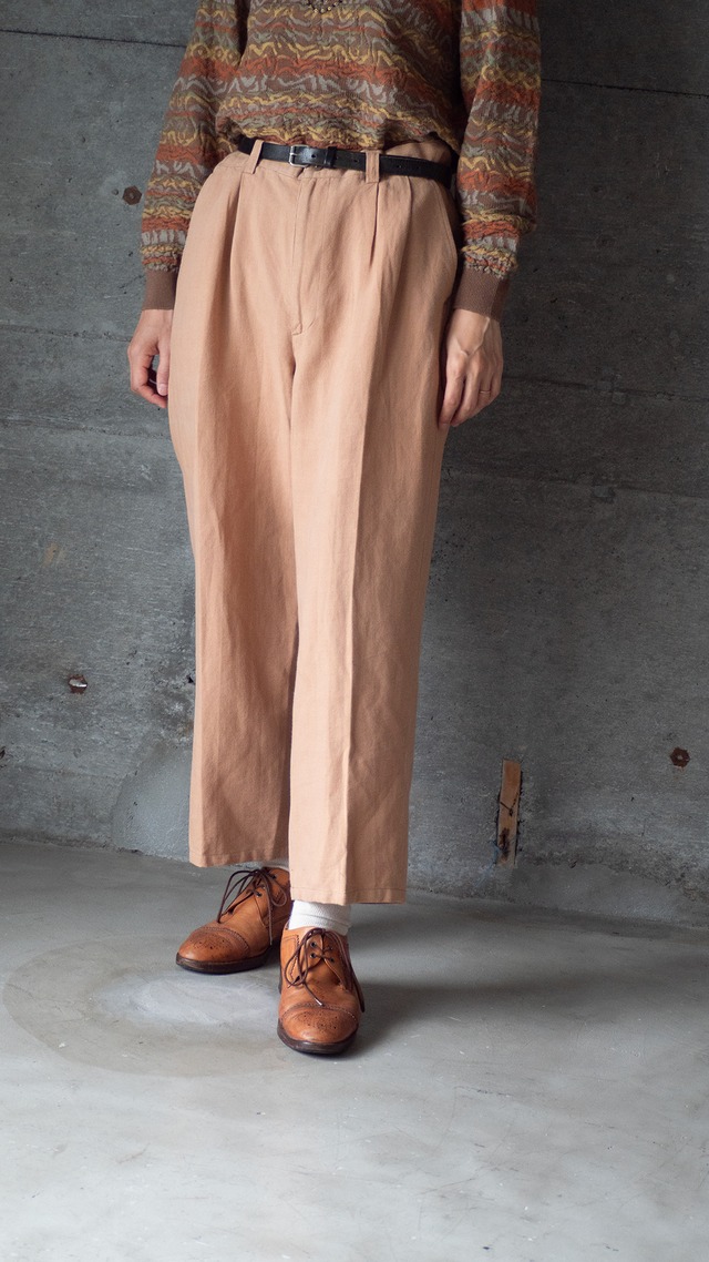 "PARK MILLER" 1990s Linen cotton 2tuck trousers