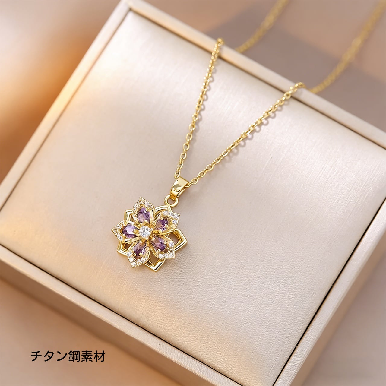 YX10 .回転式 ツバキの花 360 度回転 キュービックジルコニア 花柄