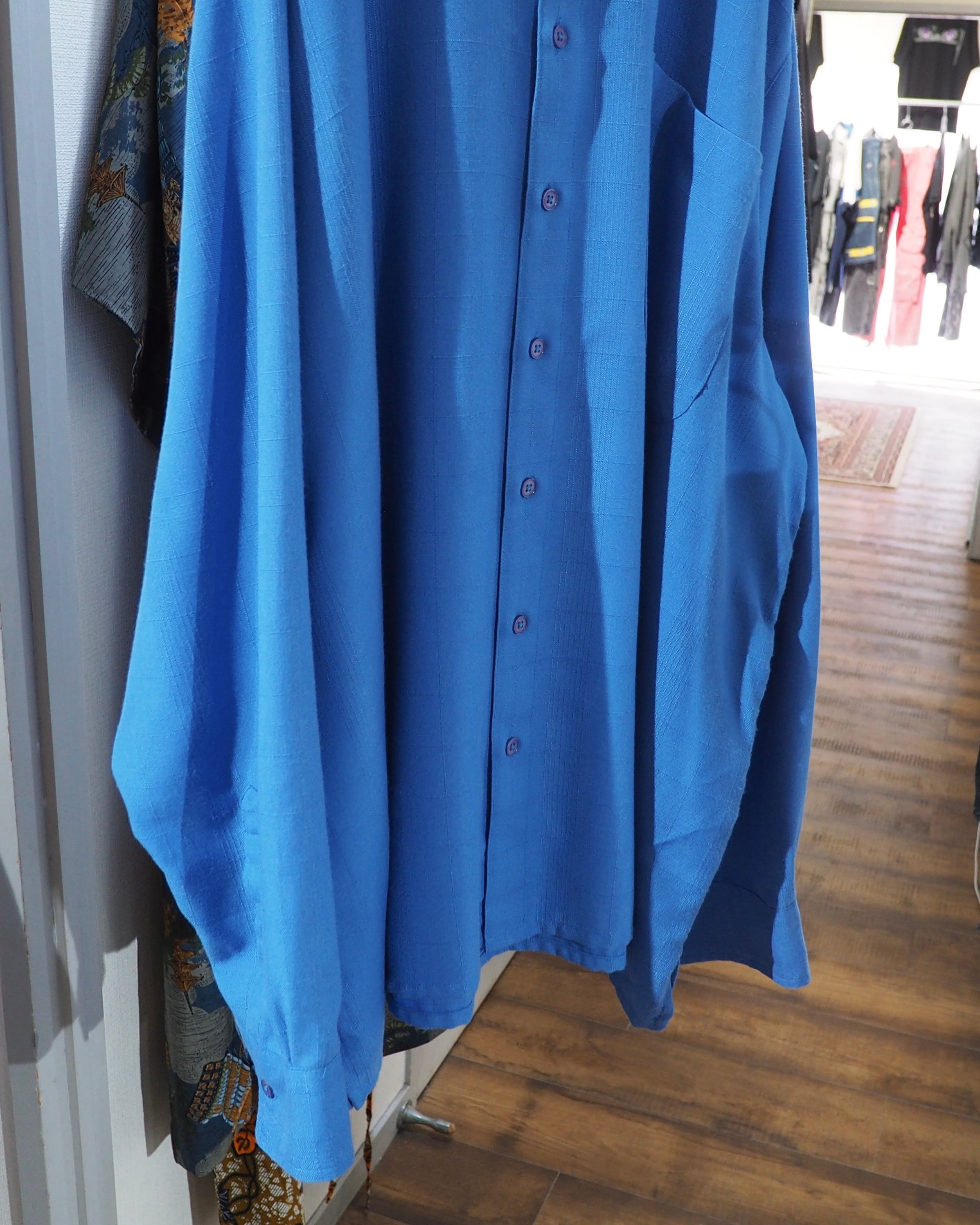 1990s " John Blair " Beautiful Light Blue color vintage Over silhouette No collar shirt