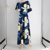 フラダンス 衣装 mmj modernistic エムエムジェイ モダニスティック ワンピース ドレス ネイビー系 日本製 2WAY 花柄 おしゃれ 大人っぽい きれい かわいい 華やか 鮮やか 明るい アロハ ハワイアンプリント フラ ダンス レッスン 練習