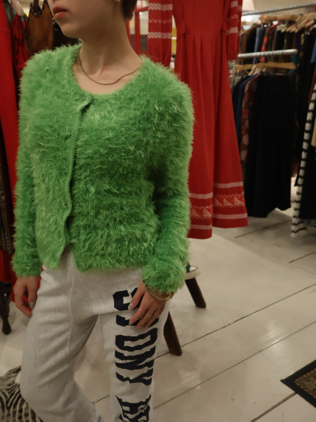 shaggy knit cardigan 【1828】