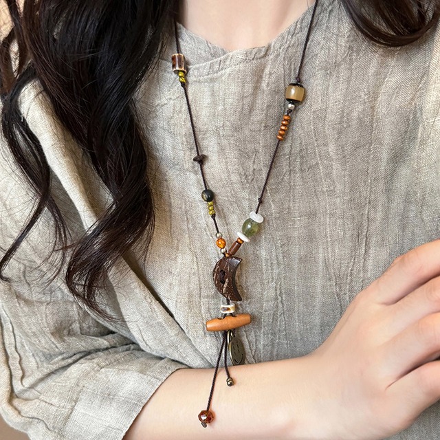 ♥エスニック風ネックレス！【Youboheシリーズ】★チャイナ風ネックレス★ 飾り物 アクセサリー レディース 月