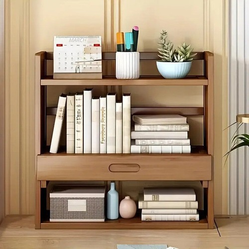 デスク収納 本棚 小物収納 ラック 木製 ３段 引き出し付き 幅66.5cm ヴィンテージ おしゃれ 北欧
