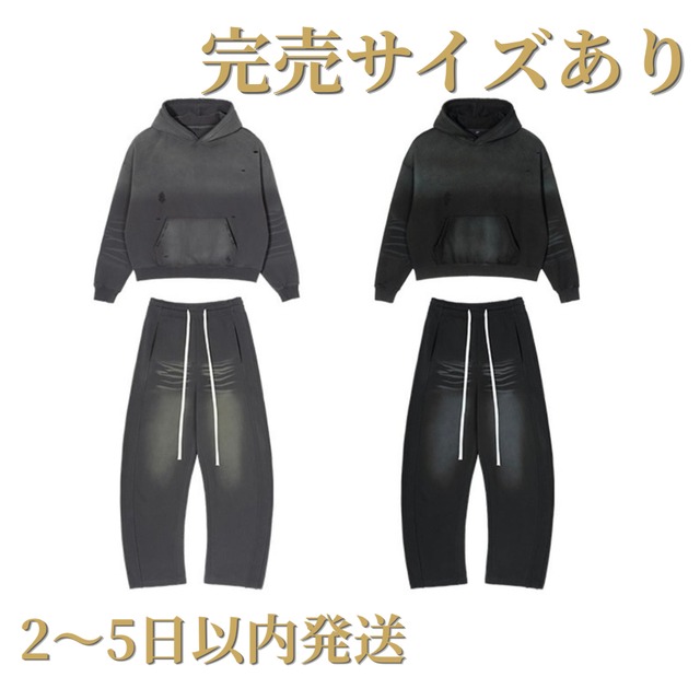 【お急ぎ発送】フーディ＆カーブドスウェットセットアップ