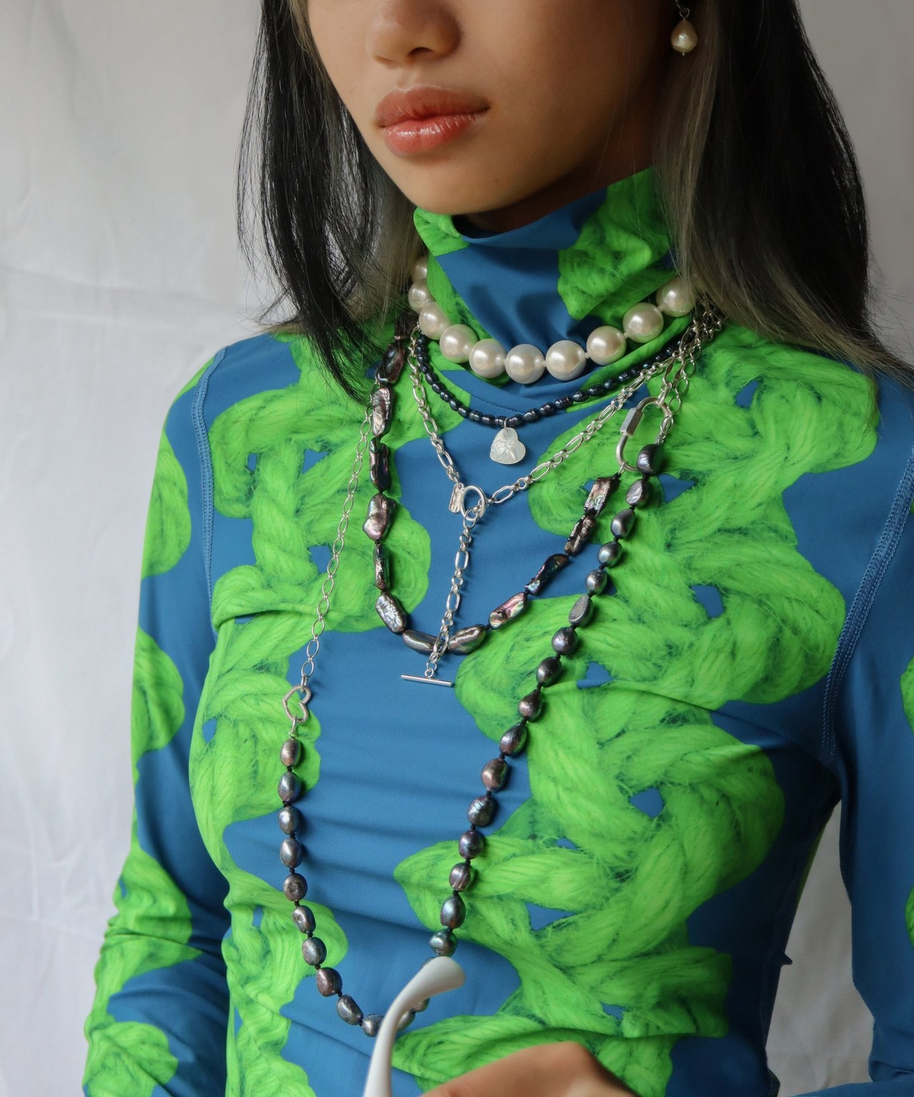 　ハートシェルチャームパールネックレス/023099