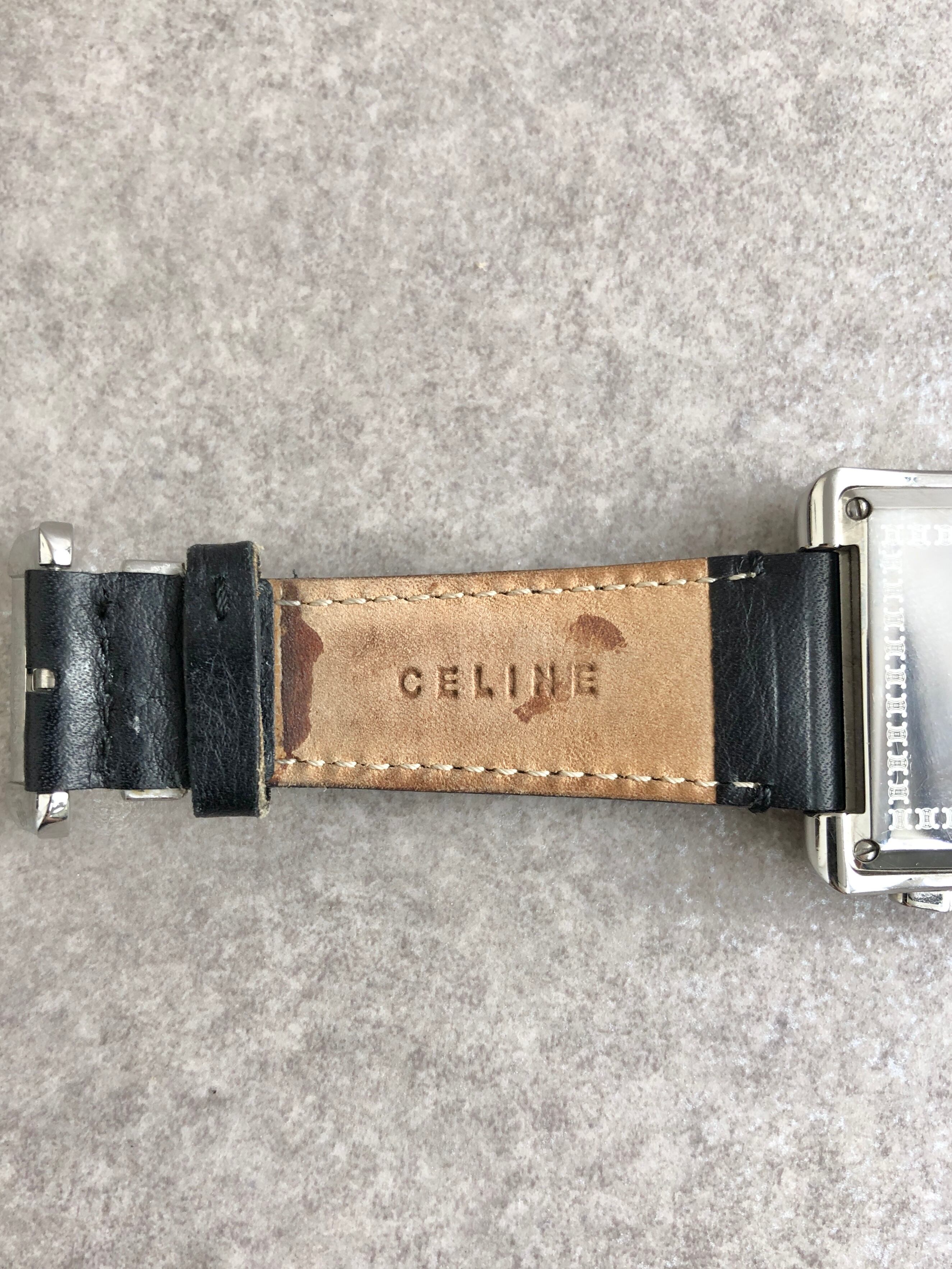 CELINE セリーヌ 腕時計 ブラック クロノグラフ ブラゾン レザー