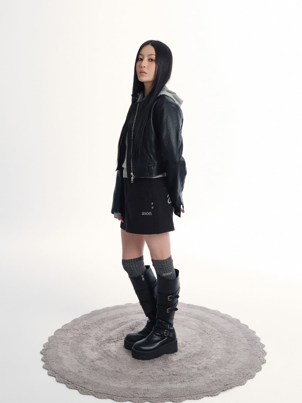 as”on] SLIM LEATHER JACKET 正規品 韓国ブランド 韓国通販 韓国代行