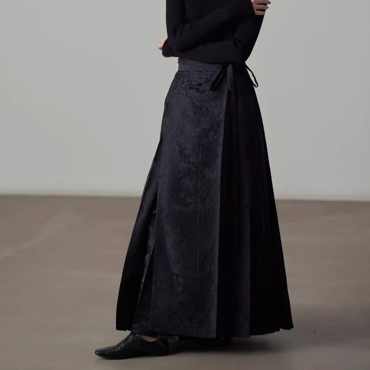 プリーツ ラップ風 マキシ丈 ロングスカート 00037・画像4