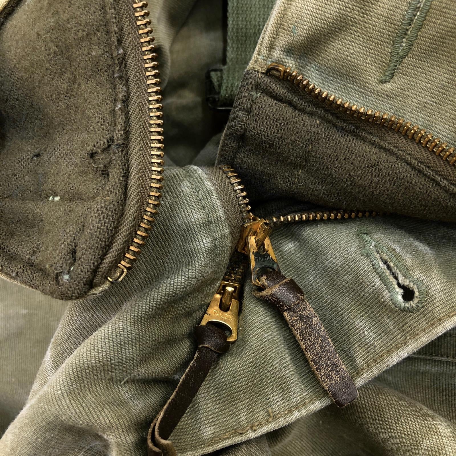 US NAVYデッキパンツオーバーオールUSネイビーTALON古着VINTAGE U.S.NAVY 40年代 USN N-1 デッキパンツ オーバーオール コの字 TALON
