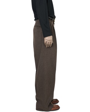 ssstein " WOOL DOESKIN LONG WIDE TROUSERS〔GREY BROWN〕"