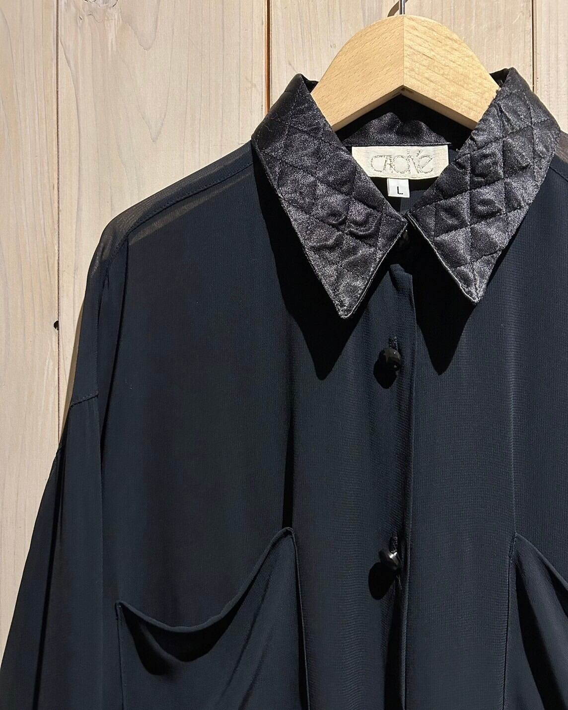 a.k.a.C.a.k.a vintage】Quilting Swiching Vintage Loose Sheer Shirt 