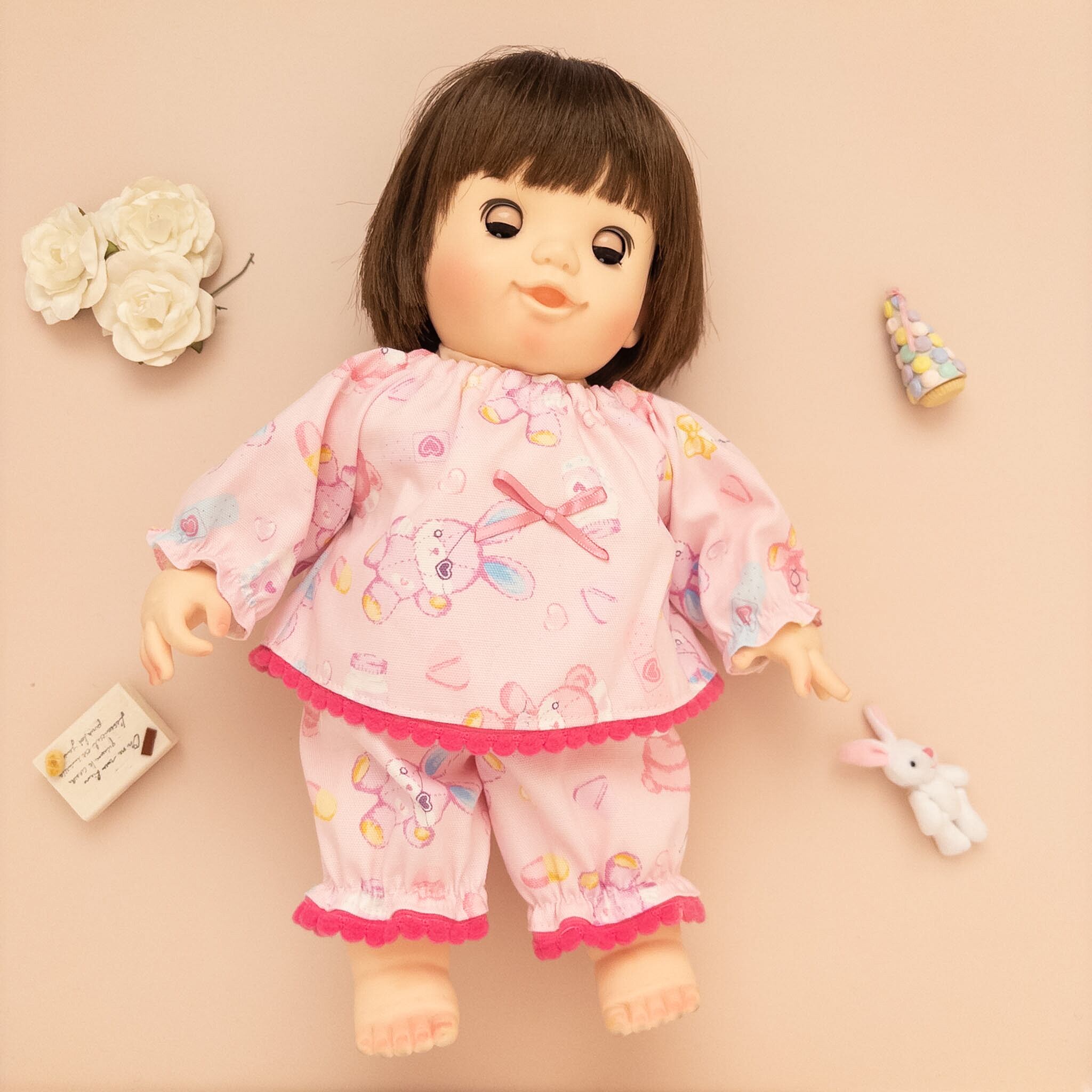 スモックパジャマ(パープルイチゴ)ぽぽちゃん | dollkamiyu
