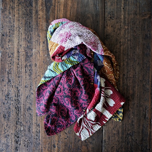 リサイクルサリーパッチワークマルチカバー（シングルサイズ）002／People Tree