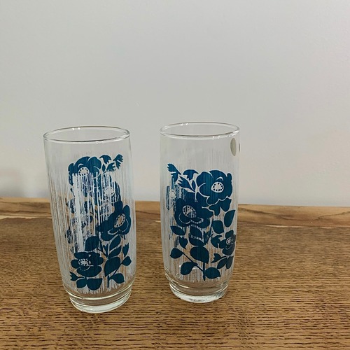 ２個SET　カワイイモダン花柄 コップ　ビンテージ　佐々木硝子　昭和レトロ　Sasaki Glass