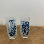 ２個SET　カワイイモダン花柄 コップ　ビンテージ　佐々木硝子　昭和レトロ　Sasaki Glass