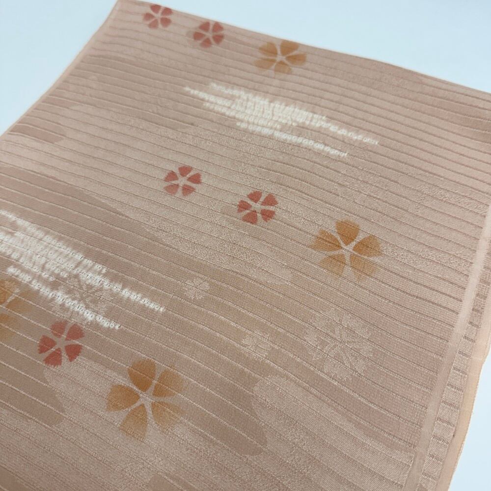 夏帯揚げ 新品 夏用 帯揚 ベージュ 小紋 紬 訪問着 普段着用 礼装用 正絹 絹100% 和装小物 5722
